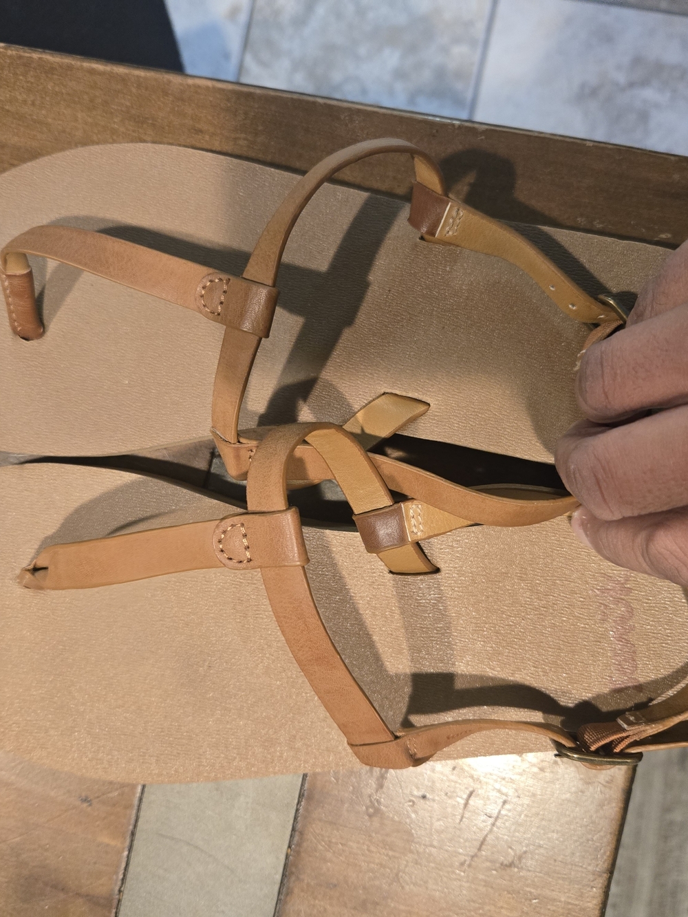 Women’s Brown Strappy Thong Sandals — Adjustable Ankle Strap